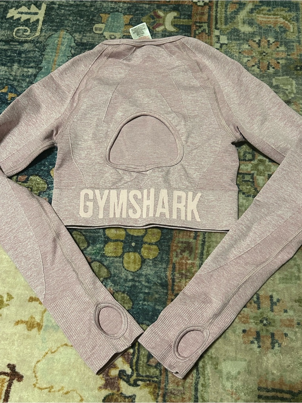 Gymshark Dusty Pink Cropped Long-Sleeve Flex Top with Back Cutout